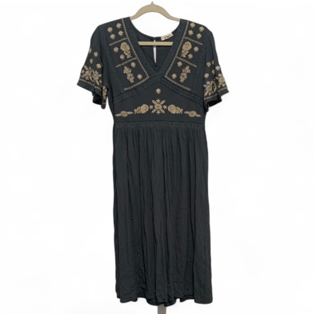 In Loom Blue Floral Embroidered Maxi Dress